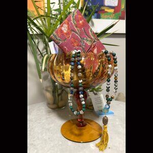 Empoli Amber Glass Pedestal Bowl